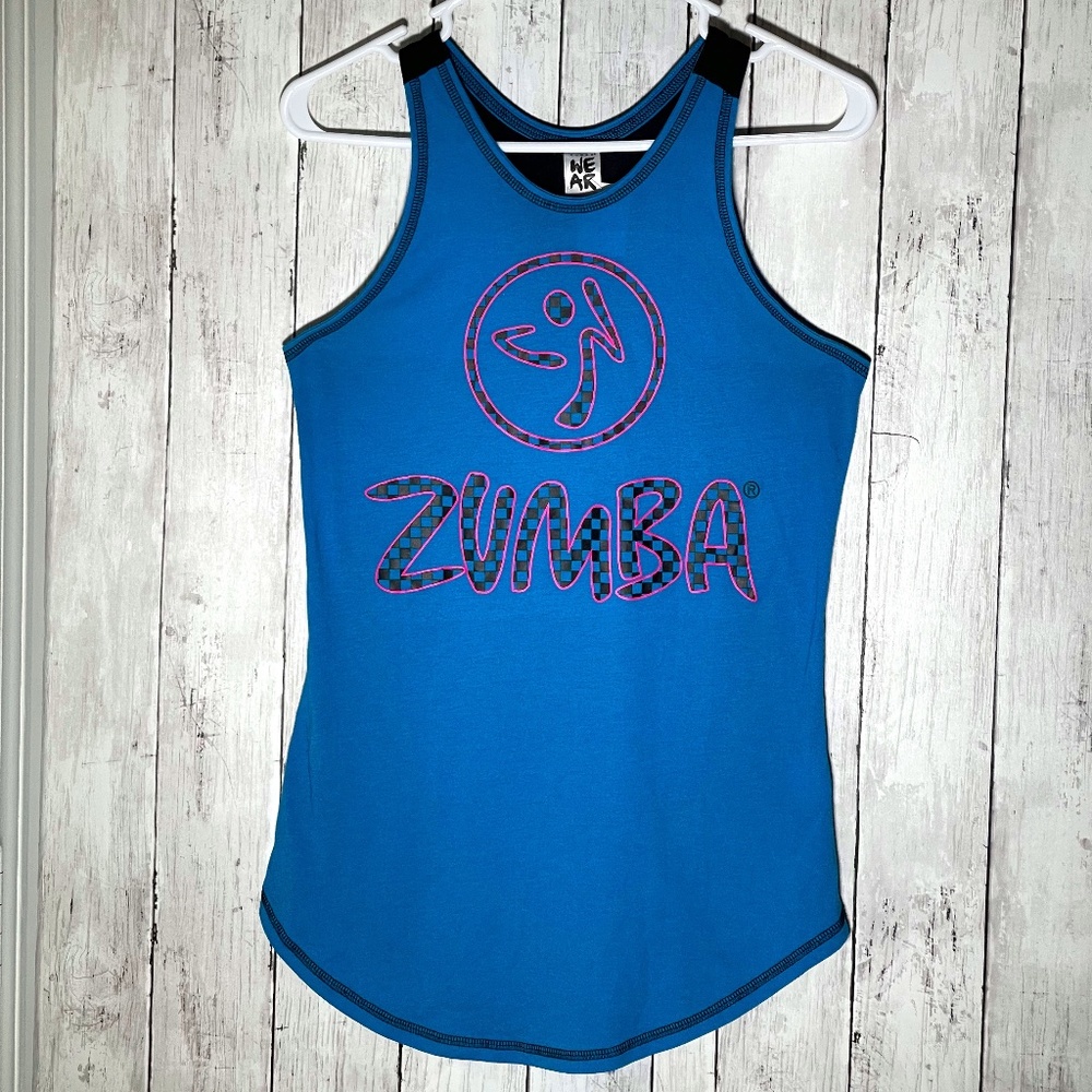 Zumba Live Bold High Neck Tank - Blue/Black Marvelous Medium